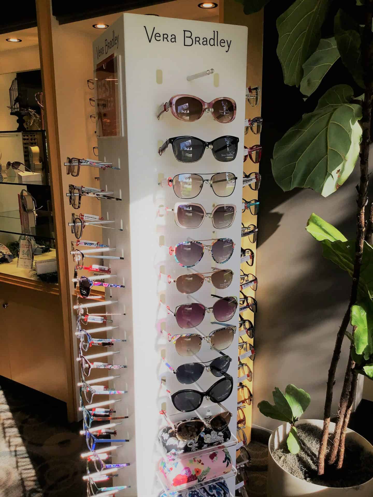 Vertical Vera Bradley sunglasses display