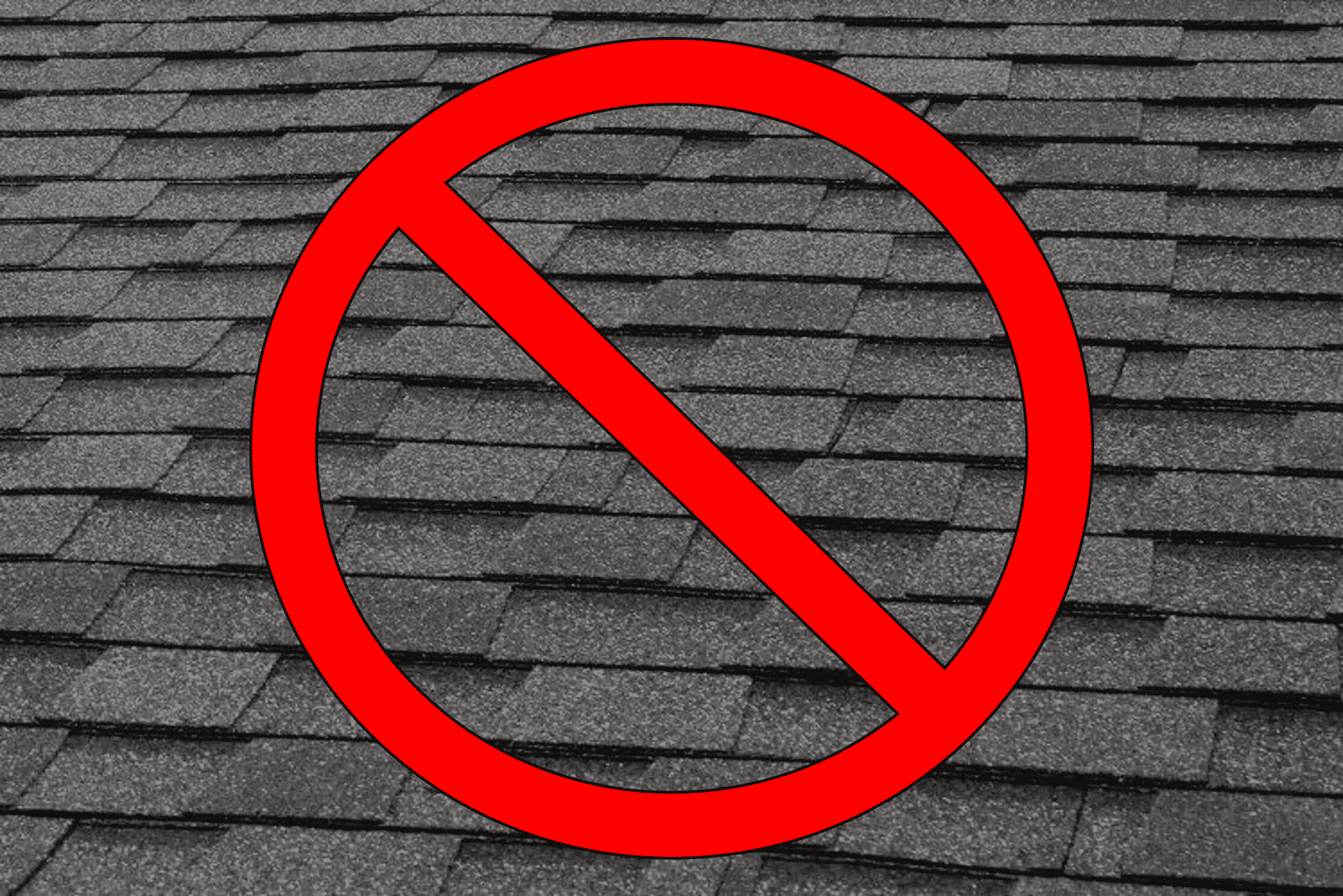 Black shingles with red sign in middle