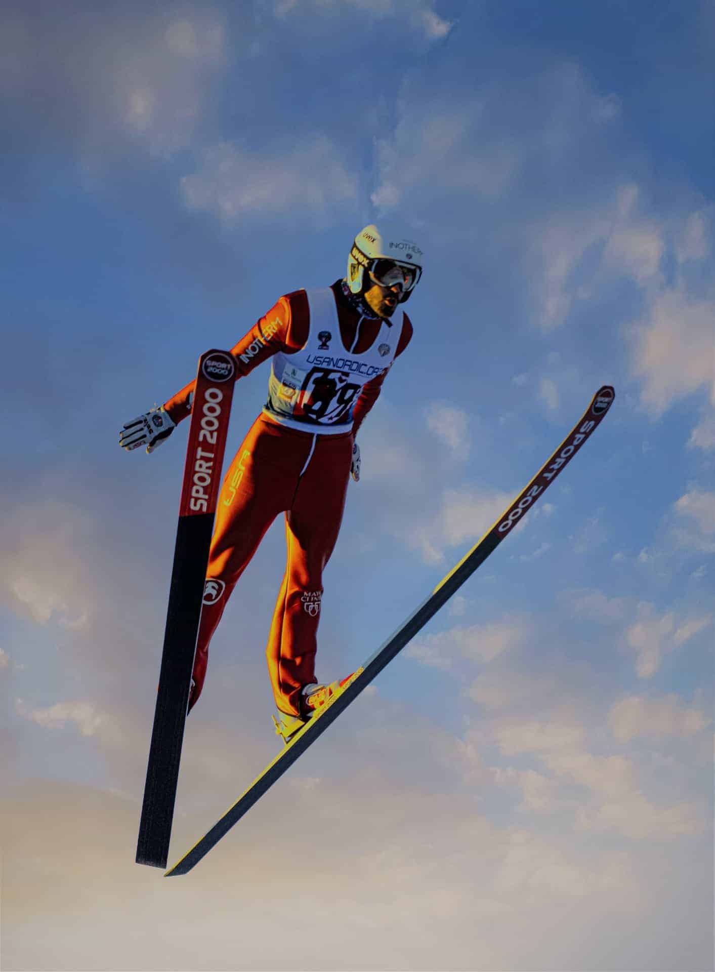 Man ski jumping in the sky